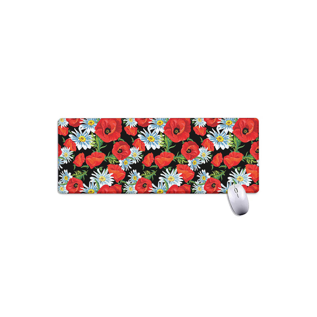 Poppy And Chamomile Pattern Print Extended Mouse Pad