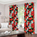 Poppy And Chamomile Pattern Print Extra Wide Grommet Curtains