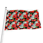 Poppy And Chamomile Pattern Print Flag