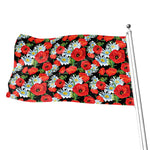Poppy And Chamomile Pattern Print Flag