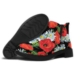 Poppy And Chamomile Pattern Print Flat Ankle Boots