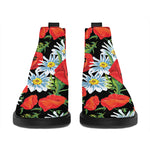 Poppy And Chamomile Pattern Print Flat Ankle Boots