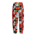 Poppy And Chamomile Pattern Print Fleece Lined Knit Pants