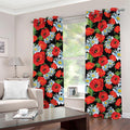 Poppy And Chamomile Pattern Print Grommet Curtains