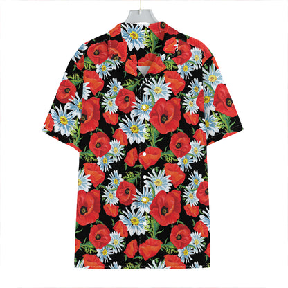Poppy And Chamomile Pattern Print Hawaiian Shirt