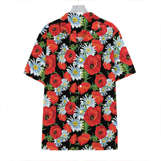 Poppy And Chamomile Pattern Print Hawaiian Shirt