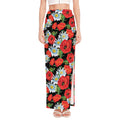 Poppy And Chamomile Pattern Print High Slit Maxi Skirt