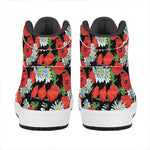 Poppy And Chamomile Pattern Print High Top Leather Sneakers