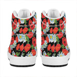 Poppy And Chamomile Pattern Print High Top Leather Sneakers