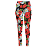 Poppy And Chamomile Pattern Print High-Waisted Pocket Leggings
