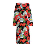 Poppy And Chamomile Pattern Print Hooded Bathrobe