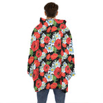Poppy And Chamomile Pattern Print Hoodie Blanket