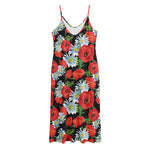Poppy And Chamomile Pattern Print Jersey Midi Cami Dress