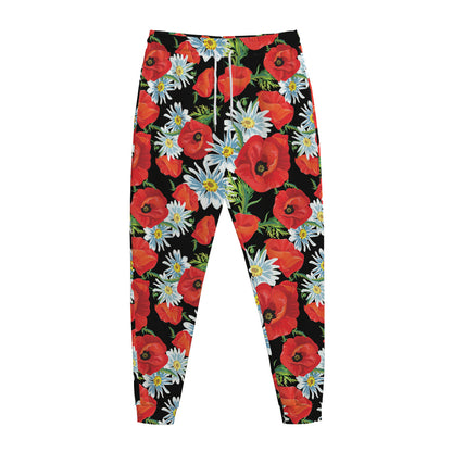 Poppy And Chamomile Pattern Print Jogger Pants