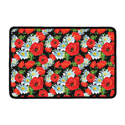 Poppy And Chamomile Pattern Print Kitchen Mat