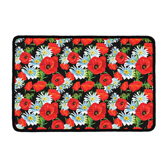 Poppy And Chamomile Pattern Print Kitchen Mat