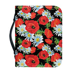 Poppy And Chamomile Pattern Print Leather Bible Cover