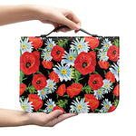 Poppy And Chamomile Pattern Print Leather Bible Cover