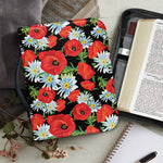 Poppy And Chamomile Pattern Print Leather Bible Cover