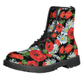 Poppy And Chamomile Pattern Print Lace-Up Boots