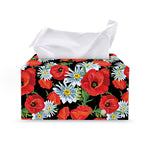 Poppy And Chamomile Pattern Print Leather Tissue Box Cover