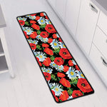 Poppy And Chamomile Pattern Print Long Kitchen Mat
