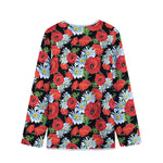 Poppy And Chamomile Pattern Print Long Sleeve Short Coat