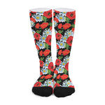 Poppy And Chamomile Pattern Print Long Socks