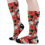 Poppy And Chamomile Pattern Print Long Socks