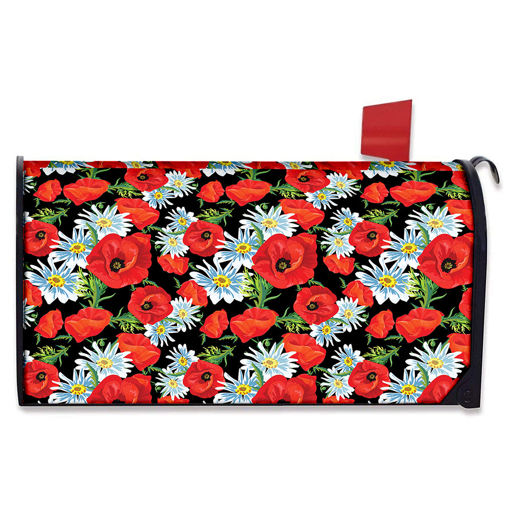 Poppy And Chamomile Pattern Print Mailbox Cover