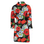 Poppy And Chamomile Pattern Print Men's Bathrobe