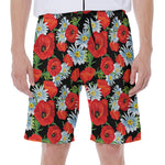 Poppy And Chamomile Pattern Print Men's Beach Shorts