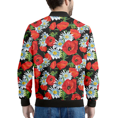Poppy And Chamomile Pattern Print Men's Bomber Jacket