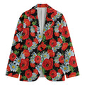 Poppy And Chamomile Pattern Print Men's Cotton Blazer