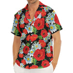 Poppy And Chamomile Pattern Print Men's Deep V-Neck Shirt