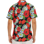 Poppy And Chamomile Pattern Print Men's Deep V-Neck Shirt