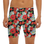 Poppy And Chamomile Pattern Print Men's Long Boxer Briefs