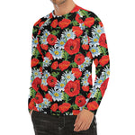 Poppy And Chamomile Pattern Print Men's Long Sleeve Rash Guard