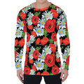 Poppy And Chamomile Pattern Print Men's Long Sleeve T-Shirt