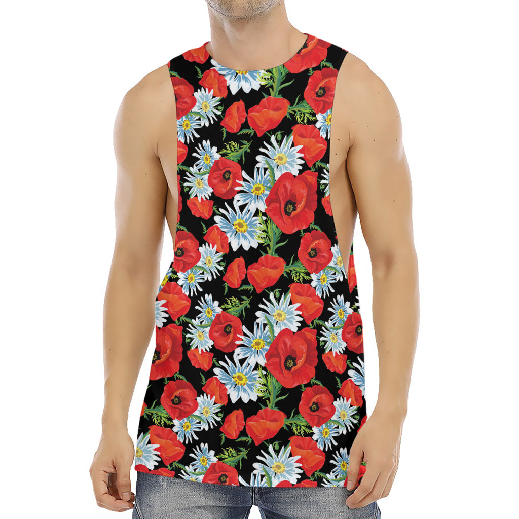 Poppy And Chamomile Pattern Print Men's Muscle Tank Top