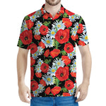 Poppy And Chamomile Pattern Print Men's Polo Shirt