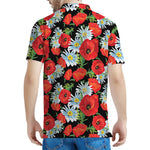 Poppy And Chamomile Pattern Print Men's Polo Shirt