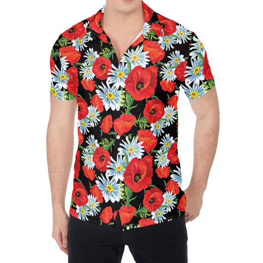 Poppy And Chamomile Pattern Print Men's Shirt