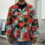 Poppy And Chamomile Pattern Print Men's Shirt Jacket