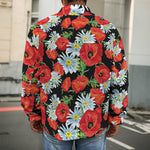 Poppy And Chamomile Pattern Print Men's Shirt Jacket