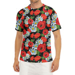 Poppy And Chamomile Pattern Print Men's Short Sleeve Rash Guard