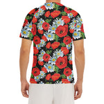 Poppy And Chamomile Pattern Print Men's Short Sleeve Rash Guard