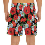 Poppy And Chamomile Pattern Print Men's Split Running Shorts