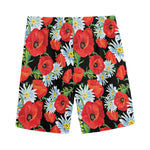 Poppy And Chamomile Pattern Print Men's Sports Shorts