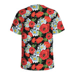 Poppy And Chamomile Pattern Print Men's Sports T-Shirt